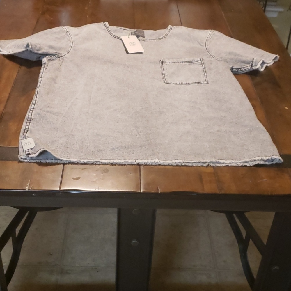 Zara mens denim pullover shirt sz L NWT